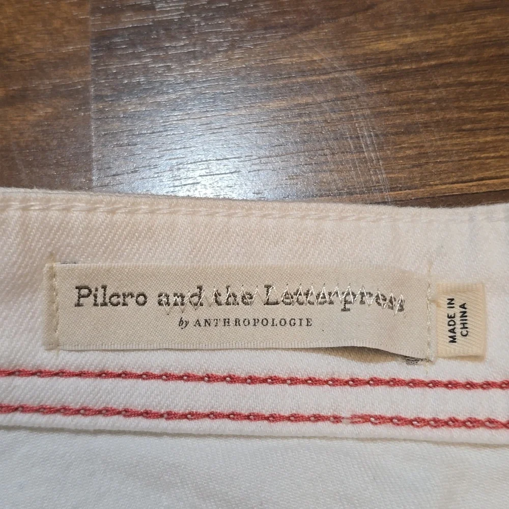 Pilcro and the Letterpress Cropped Off White Pants with Wide Cuff - Picture 4 of 11